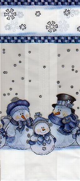 5 X 3 1/4 X 11 1/2 (FAMILY OF SNOWMEN) Clear Gusseted Bags (Qty 25)